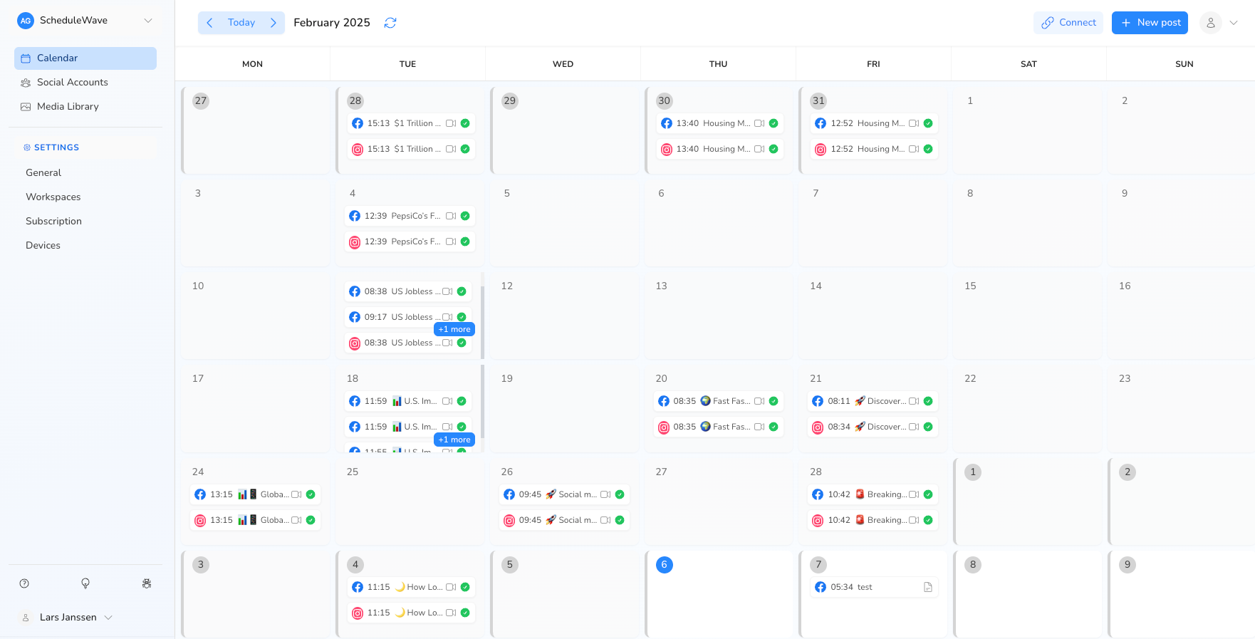 ScheduleWave Calendar Interface